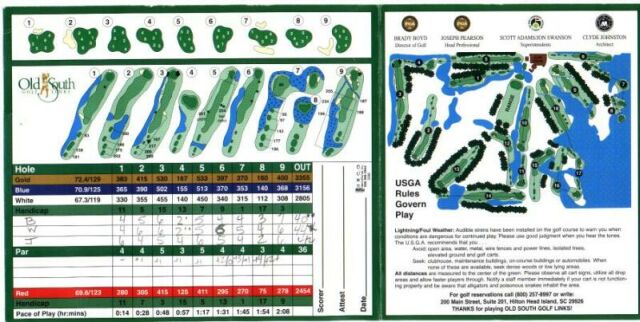 Score card from the 1st round at Old South